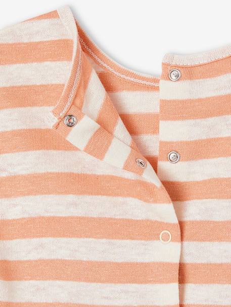Ensemble bébé short, T-shirt rayé et bandeau orange+vert de gris - vertbaudet enfant 