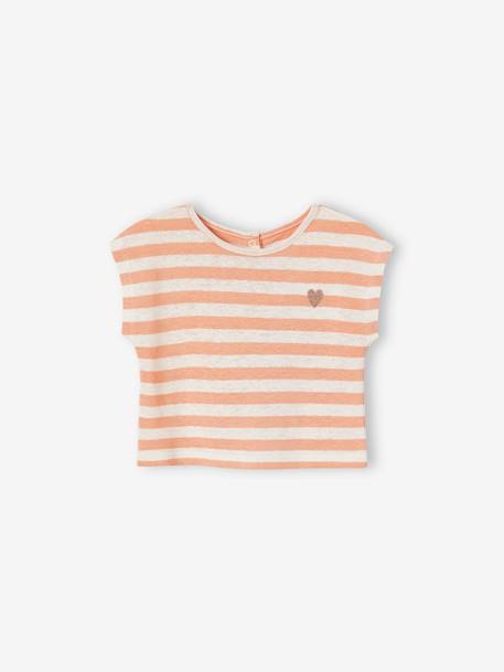 Shorts, Striped T-Shirt & Headband Ensemble for Babies orange - vertbaudet enfant 