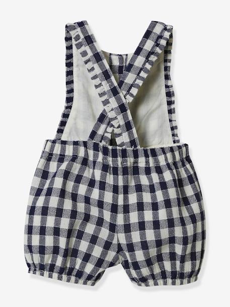 Gingham Dungarees for Babies, by CYRILLUS chequered navy blue - vertbaudet enfant 