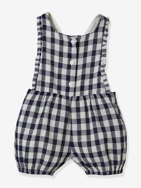 Gingham Dungarees for Babies, by CYRILLUS chequered navy blue - vertbaudet enfant 
