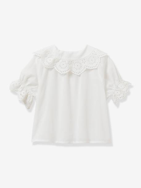 Blouse fille avec broderie anglaise écru - vertbaudet enfant 