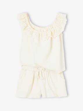 Cotton Gauze Combo: Ruffled Top & Shorts for Girls  - vertbaudet enfant