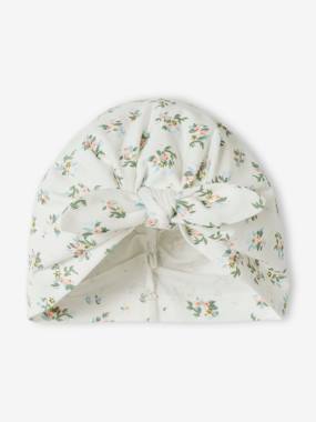 -Turban-Shaped Beanie in Printed Knit for Baby Girls