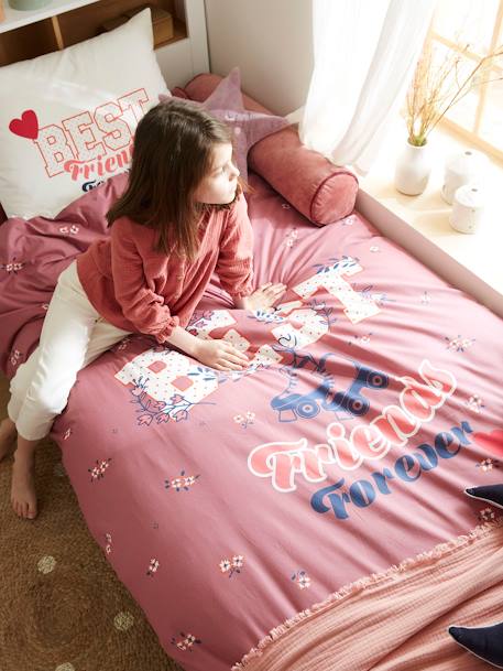 Duvet Cover + Pillowcase Set for Children, BFF WHITE MEDIUM SOLID WITH DESIGN - vertbaudet enfant 