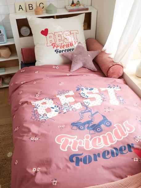 Duvet Cover + Pillowcase Set for Children, BFF WHITE MEDIUM SOLID WITH DESIGN - vertbaudet enfant 