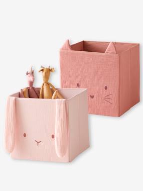 Set of 2 Animals Boxes in Cotton Gauze - vertbaudet enfant -Set of 2 Animals Boxes in Cotton Gauze