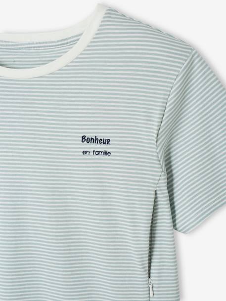 T-shirt rayé grossesse et allaitement en coton personnalisable Rayé marine+Rayé rouge+Rayé vert - vertbaudet enfant 