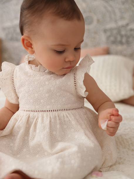 Dress in Broderie Anglaise for Babies ecru - vertbaudet enfant 