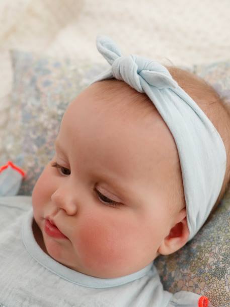 Robe bébé et son bandeau noeud bleu ciel - vertbaudet enfant 