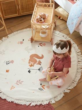 -Tapis rond écureuil à pompons Princesse Nature
