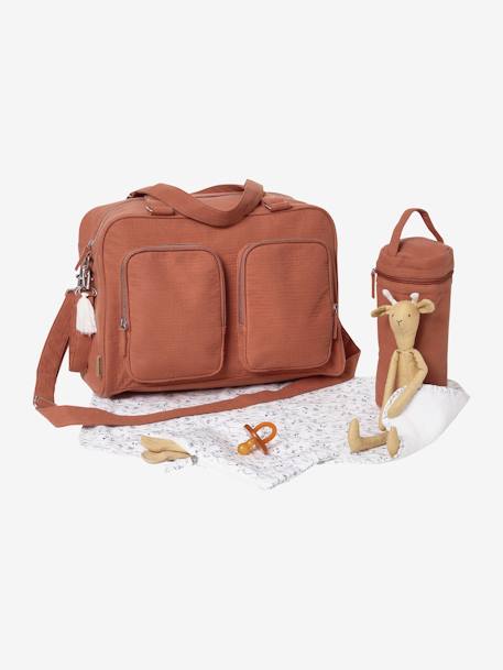 Changing Bag with Several Pockets, in Cotton Gauze, Family BROWN MEDIUM SOLID - vertbaudet enfant 