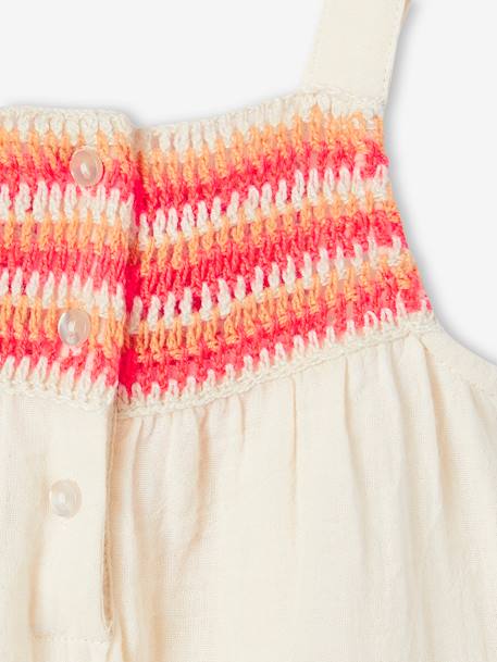 Playsuit in Crochet & Cotton Gauze for Babies ecru - vertbaudet enfant 