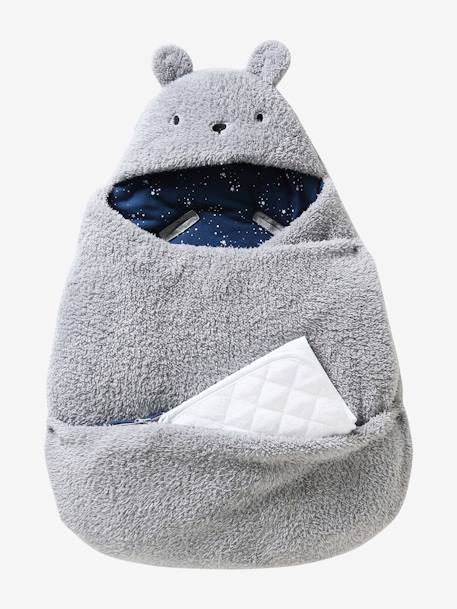 Transformable Baby Nest in Plush Fabric, Bear Beige+ecru+khaki+mouse grey+printed beige+printed pink - vertbaudet enfant 
