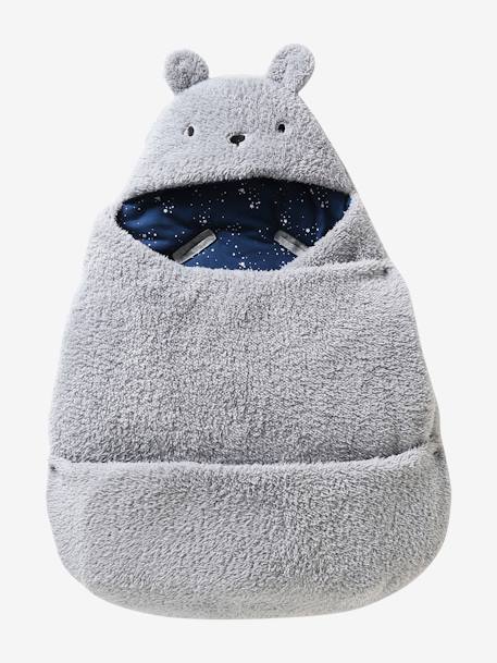 Nid d'ange transformable en tapis à langer peluche beige+beige imprimé+écru+gris souris+kaki+rose imprimé - vertbaudet enfant 