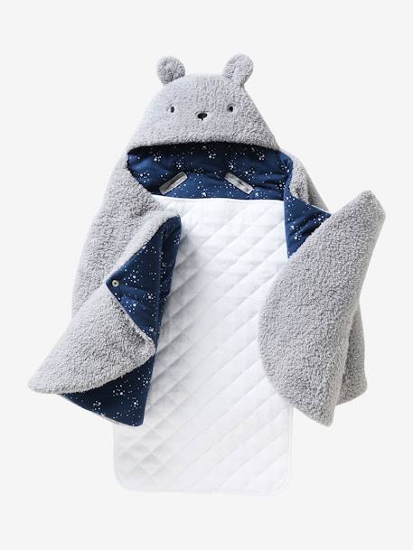 Transformable Baby Nest in Plush Fabric, Bear Beige+ecru+khaki+mouse grey+printed beige+printed pink - vertbaudet enfant 