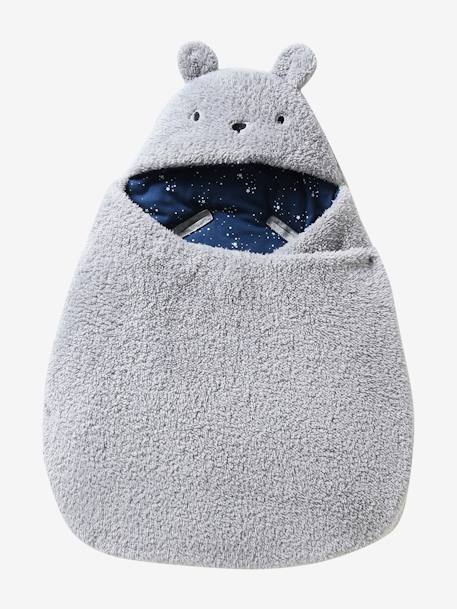 Nid d'ange transformable en tapis à langer peluche beige+beige imprimé+écru+gris souris+kaki+rose imprimé - vertbaudet enfant 