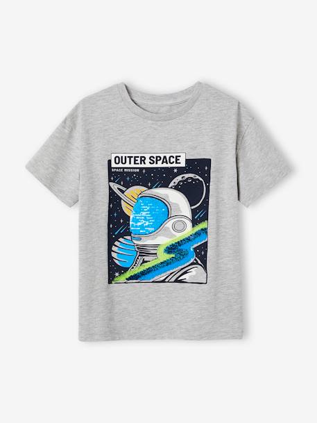 T-shirt à sequins garçon gris chiné - vertbaudet enfant 