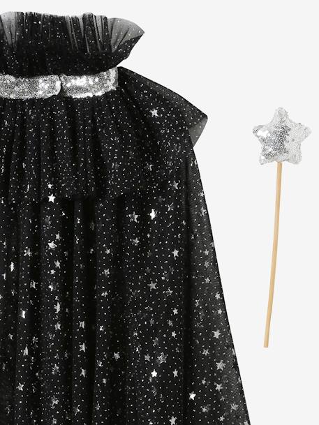 Glittery Cape + Wand black+WHITE LIGHT SOLID WITH DESIGN - vertbaudet enfant 