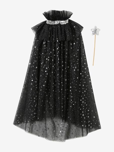 Glittery Cape + Wand black+WHITE LIGHT SOLID WITH DESIGN - vertbaudet enfant 
