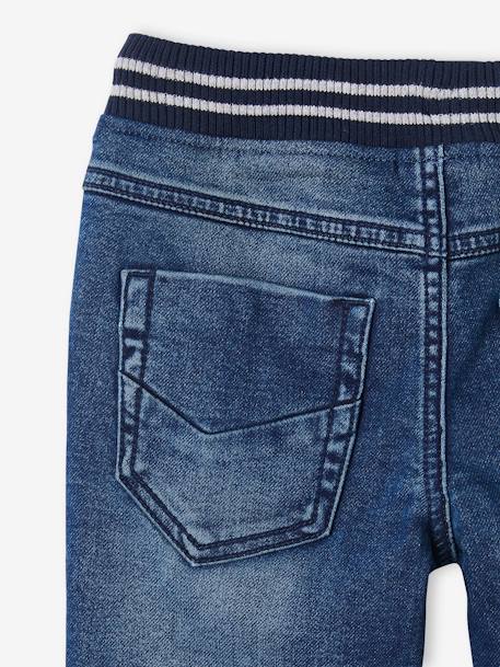 Jean garçon droit facile à enfiler denim effet molleton BRUT FONCE+denim black+denim bleached+denim gris+double stone+STONE MOYEN - vertbaudet enfant 