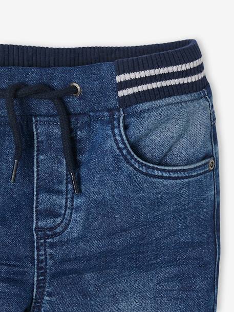 Jean garçon droit facile à enfiler denim effet molleton BRUT FONCE+denim black+denim bleached+denim gris+double stone+STONE MOYEN - vertbaudet enfant 