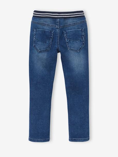 Jean garçon droit facile à enfiler denim effet molleton BRUT FONCE+denim black+denim bleached+denim gris+double stone+STONE MOYEN - vertbaudet enfant 