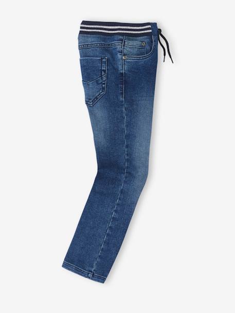 Jean garçon droit facile à enfiler denim effet molleton BRUT FONCE+denim black+denim bleached+denim gris+double stone+STONE MOYEN - vertbaudet enfant 