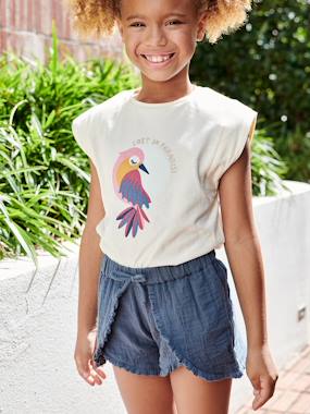 -Sleeveless Top with Bird, for Girls