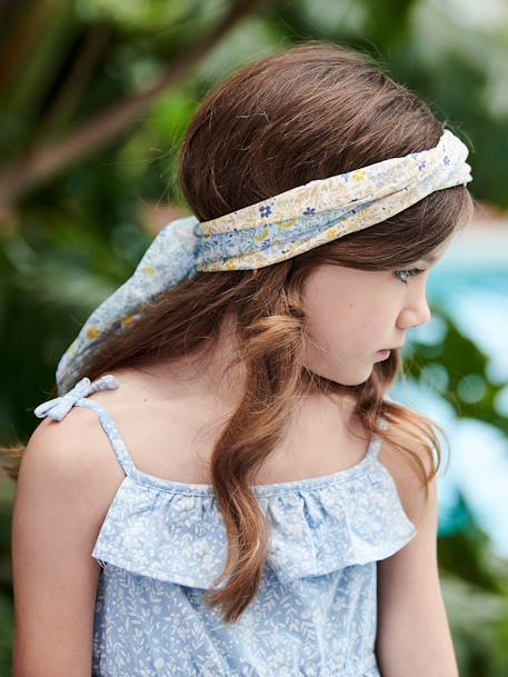 Foulard personnalisable imprimé fleuri fille bleu ciel - vertbaudet enfant 