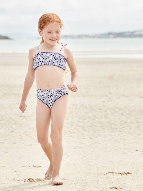 Maillot de bain 2 pièces fleuri fille bleu - vertbaudet enfant 