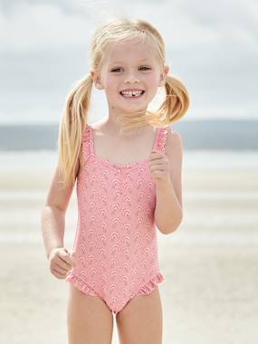 Printed Swimsuit with Ruffle, for Girls  - vertbaudet enfant