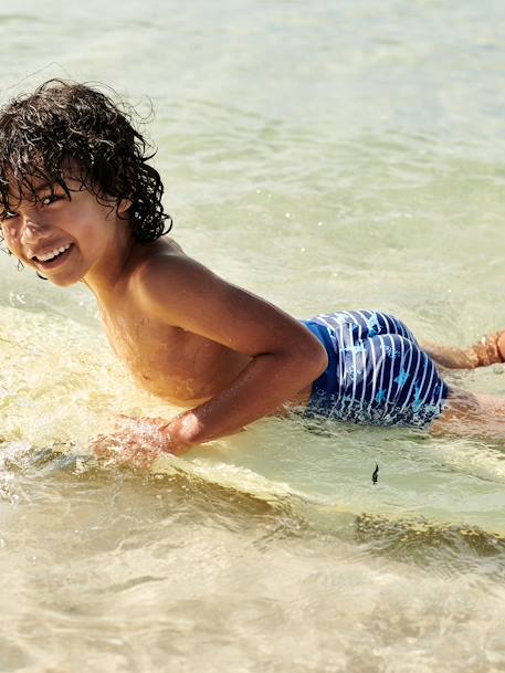 Boxer de bain imprimé tropical garçon rayé marine - vertbaudet enfant 