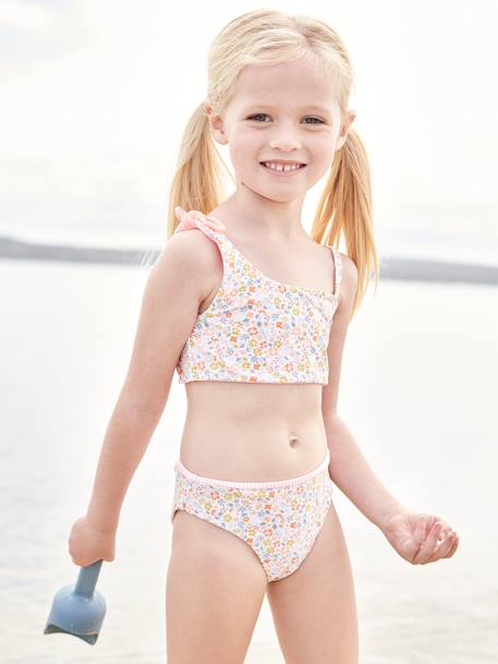 Reversible Bikini for Girls coral - vertbaudet enfant 