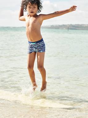 -Swim Boxers with Tropical Print for Boys