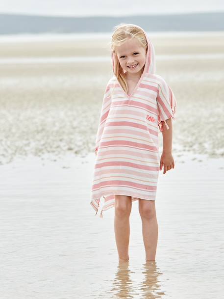 Fouta Striped Poncho for Children striped blue+striped pink - vertbaudet enfant 