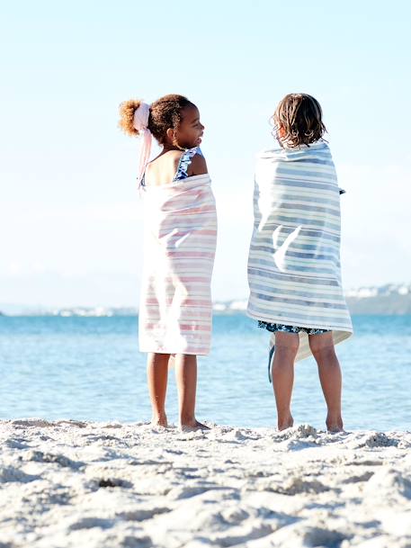 Fouta Beach/Bath Towel striped blue+striped pink - vertbaudet enfant 
