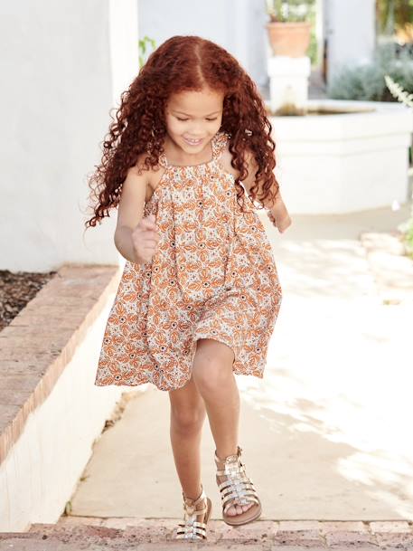 Sandales cuir fille esprit spartiates NOIR+or - vertbaudet enfant 