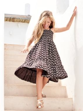 Girls-Long Dress with Fine Straps & Smocking for Girls