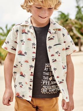 -T-Shirt with Surfing Text Motif for Boys