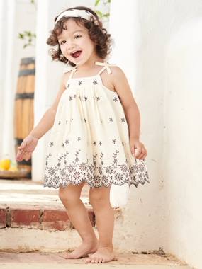 Embroidered Dress, Bloomers & Matching Headband Outfit for Babies  - vertbaudet enfant