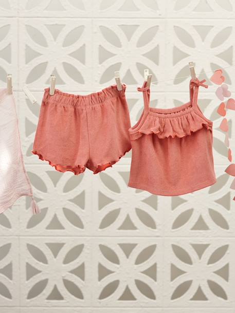 Terry Cloth Combo for Babies: Strappy Top & Shorts coral - vertbaudet enfant 