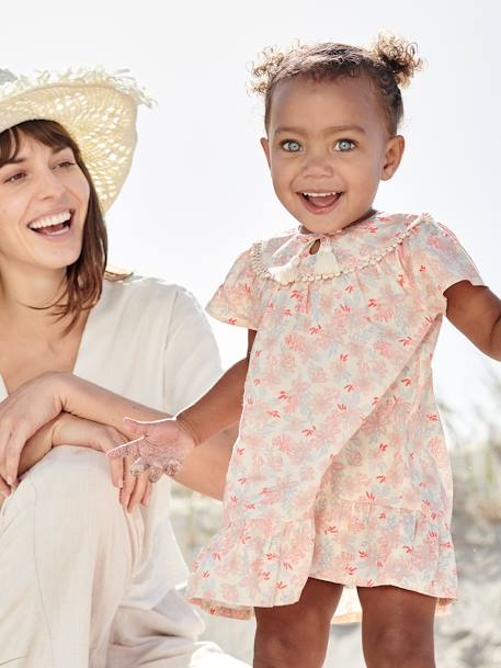 Floral Short Sleeve Dress for Babies ecru - vertbaudet enfant 