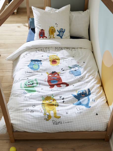 Parure housse de couette + taie d'oreiller enfant MONSTRES - multicolore,  Linge de lit & Déco