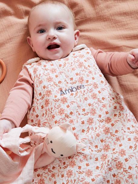 Sleeveless Baby Sleeping Bag, in Cotton Gauze, Happy Bohème printed pink - vertbaudet enfant 