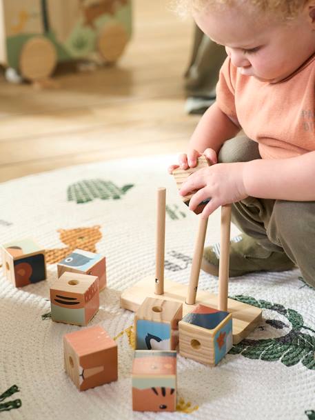 Stacking Cubes Puzzle in FSC® Wood wood - vertbaudet enfant 