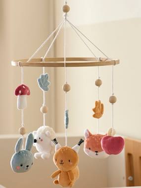 Nursery-Cot Mobiles-Wooden Musical Mobile, Forest Friends