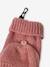 Ensemble fille en maille côtelée bonnet + écharpe + moufles/mitaines beige chiné+vieux rose - vertbaudet enfant 