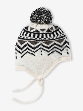 -Jacquard Knit Beanie for Boys
