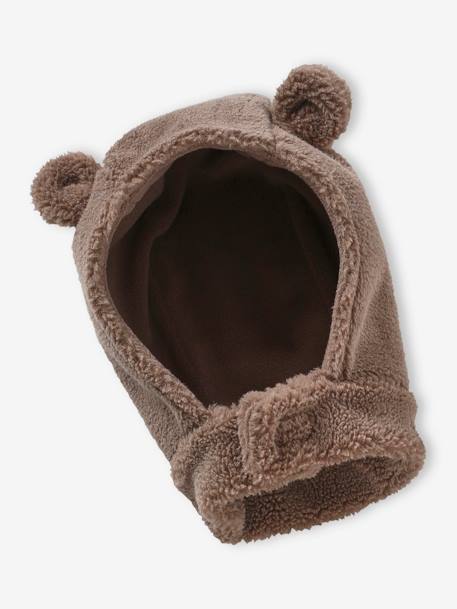 Bear Hood + Snood + Mittens Set in Sherpa for Baby Boys mocha - vertbaudet enfant 