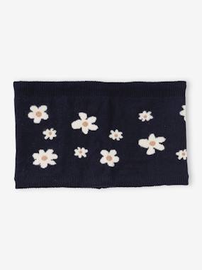 Girls-Snood with Jacquard Knit Daisy Motifs for Girls